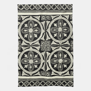 Black and White Mandala Motif by Vision Studio Tea Towel