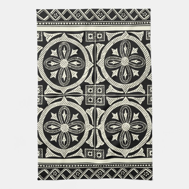 Black and White Mandala Motif by Vision Studio Tea Towel (Vertical)
