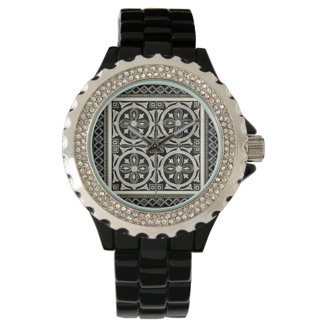 Black and White Mandala Motif by Vision Studio Watch (Front)