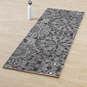 Black and White Mandala Pattern Design Yoga Mat