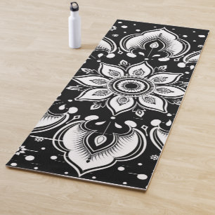 Black and White Mandala Pattern Yoga Mat