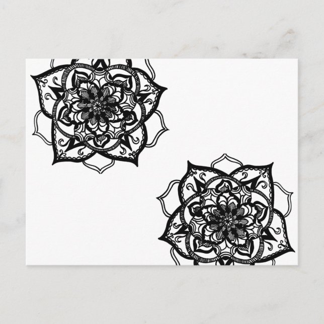 Black and White Mandala Postcard (Front)