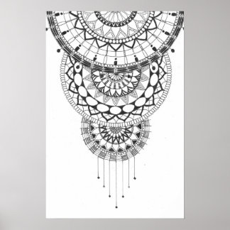 Black and white mandala print