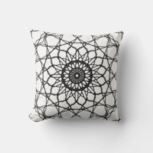 Black and White Mandala Throw Pillow