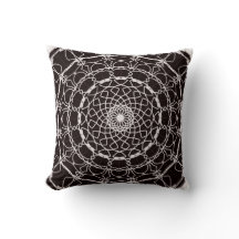 Black and White Mandala Throw Pillow