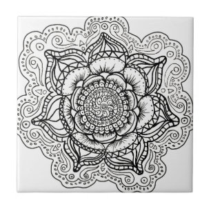 Black and White Mandala Tile