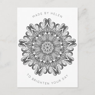 Black and White Mandala Trippy Psychedelic Hippie Postcard