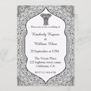 Black And White Mandala Wedding Invitation