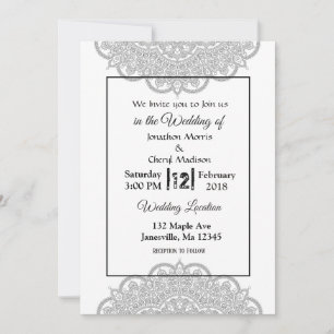 Black and White Mandala Wedding Invitations