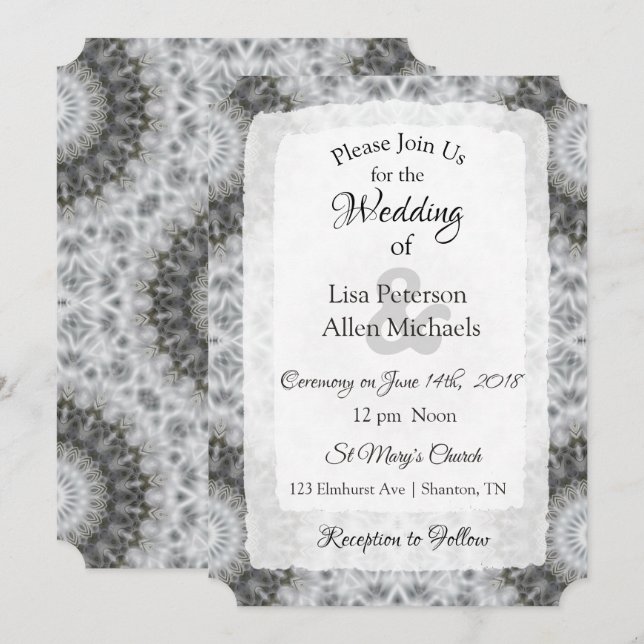 Black and White Mandala Wedding invitations (Front/Back)