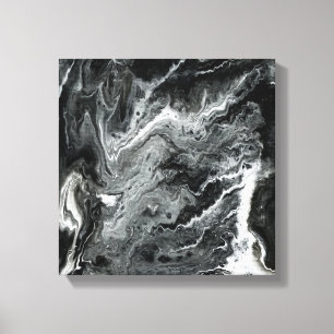 Black and White Marble Acrylic Painting Canvas Print