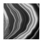 Black and white marble agate effect tile<br><div class="desc">This modern tile features a sophisticated blend of black,  white,  and grey in a striking agate inspired marble effect. With abstract,  flowing lines,  it brings elegant stone texture and a monochrome palette to any space. Perfect for luxury bathrooms or contemporary interiors seeking a touch of stylish artistry.</div>