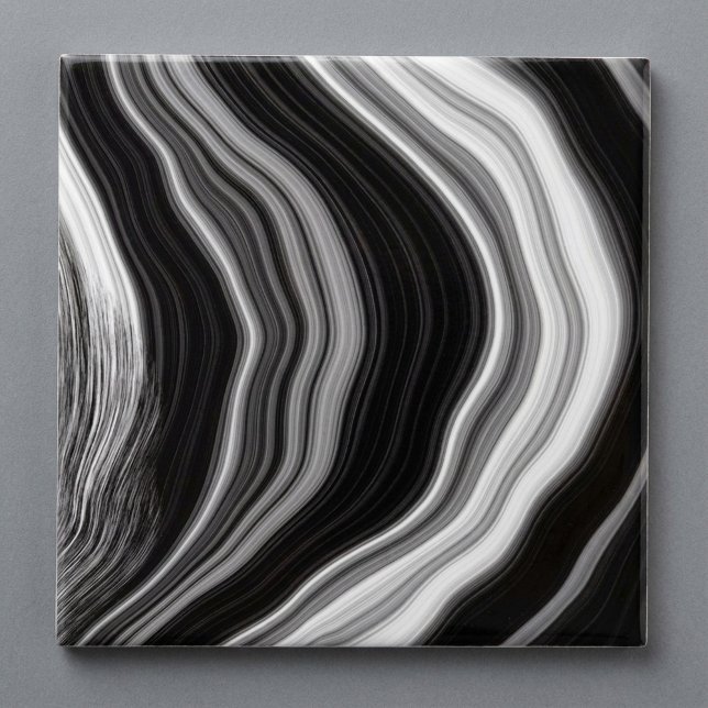 Black and white marble agate effect tile (Black and white marble agate effect tile.)