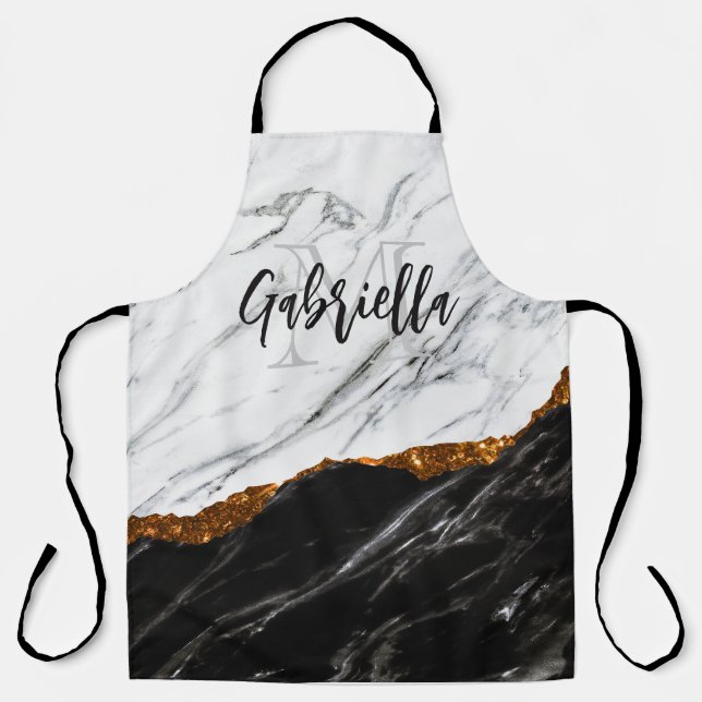 Black and White Marble Apron (Front)
