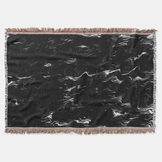 Black and White Marble Art  Throw Blanket (Front)