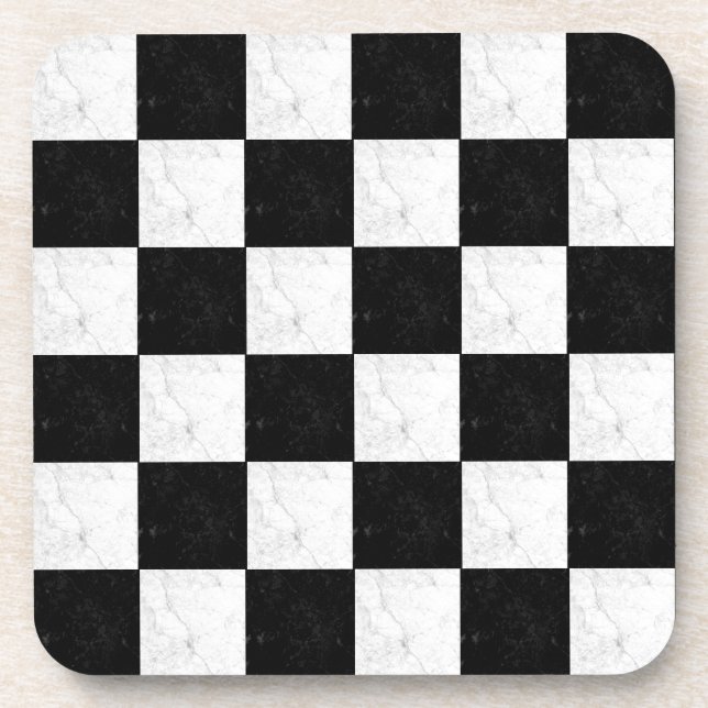 Black and White Marble Beverage Coaster (Front)