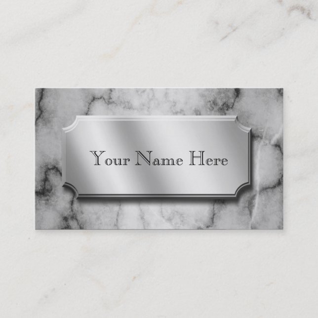 Black and White Marble Business Card (Front)