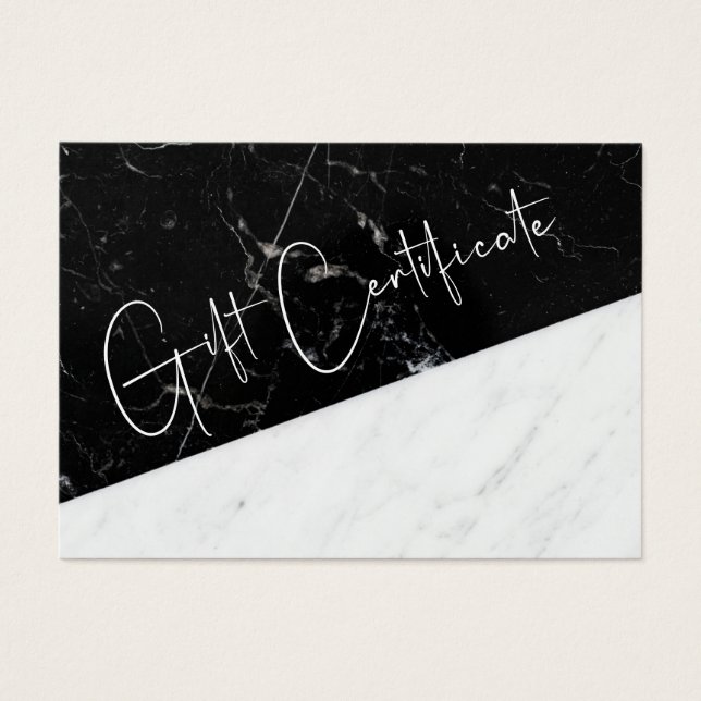 Black and White Marble Business Gift Certificate (Front)
