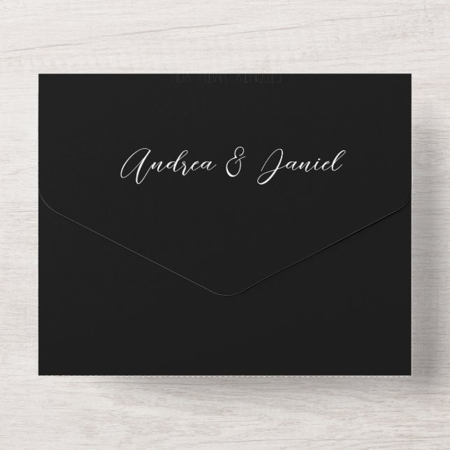 Black and White Marble Calligraphy Wedding All In One Invitation (Back)