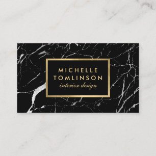 Black and White Marble Designer with Faux Gold Business Card
