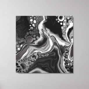 Black and White Marble Digital Fluid Art  Canvas Print