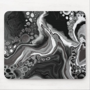 Black and White Marble Digital Fluid Art     Mouse Mat
