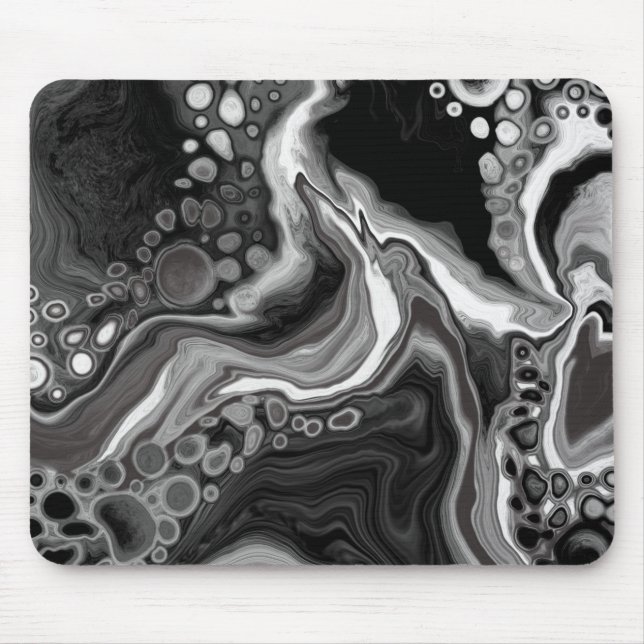 Black and White Marble Digital Fluid Art     Mouse Mat (Front)