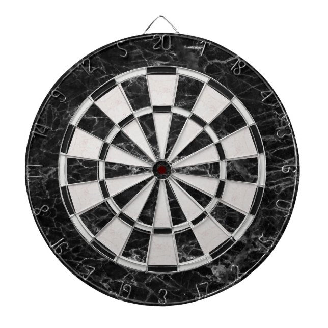 Black and White Marble Elegant Classic  Dartboard (Front)