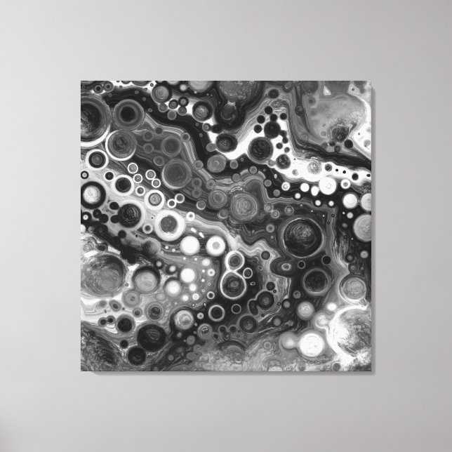 Black and White Marble Fluid Art Canvas Print (Front)