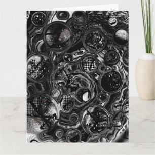 Black and White Marble Fluid Art Happy Birthday Card