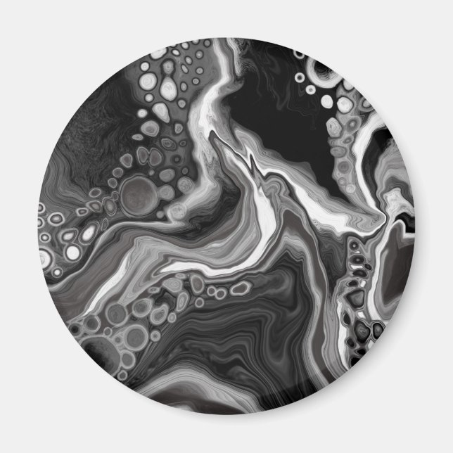 Black and White Marble Fluid Art   Magnet (Front)