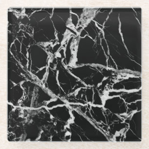 Black and White Marble Glass Coaster