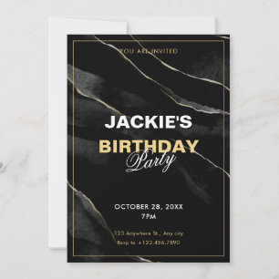 Black and white marble  invitation