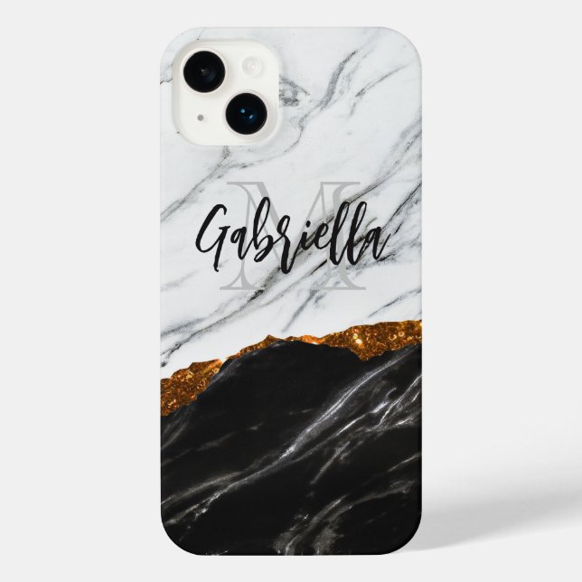 Black and White Marble iPhone Case (Back)