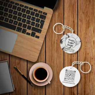 Black and white marble key ring