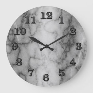 Black and White Marble Large Clock