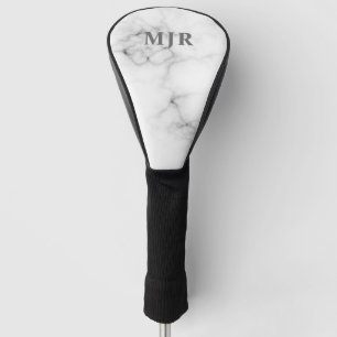 Black and white Marble Monogram Personalised Golf Head Cover
