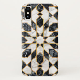 Black and White Marble Moroccan Mosaic iPhone X Case