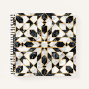 Black and White Marble Moroccan Mosaic Notebook