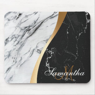 Black and White Marble Mouse Mat