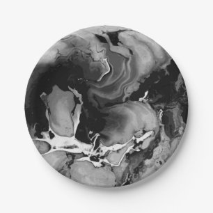 Black and white Marble Paper Plate