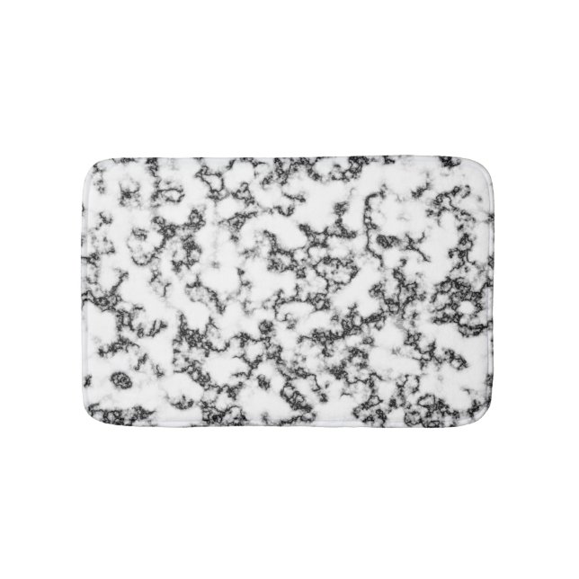 Black and White Marble pattern Bath Mat (Front)