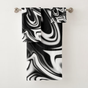 Black And White Marble Pattern, Bath Towel Set