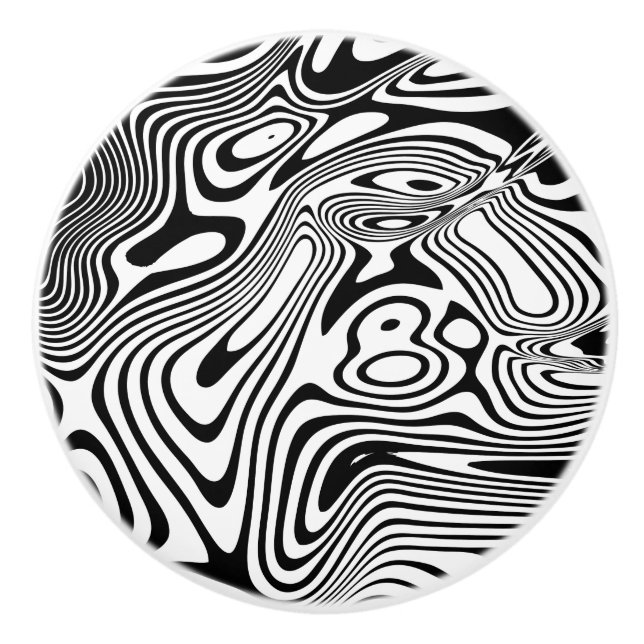 Black and White Marble Pattern Ceramic Knob (Front)