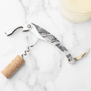 Black and White Marble Pattern Corkscrew