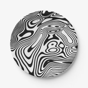 Black and White Marble Pattern Paper Plate