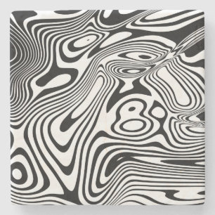 Black and White Marble Pattern Stone Coaster