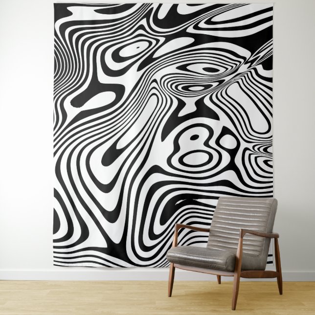 Black and White Marble Pattern Tapestry (In Situ)
