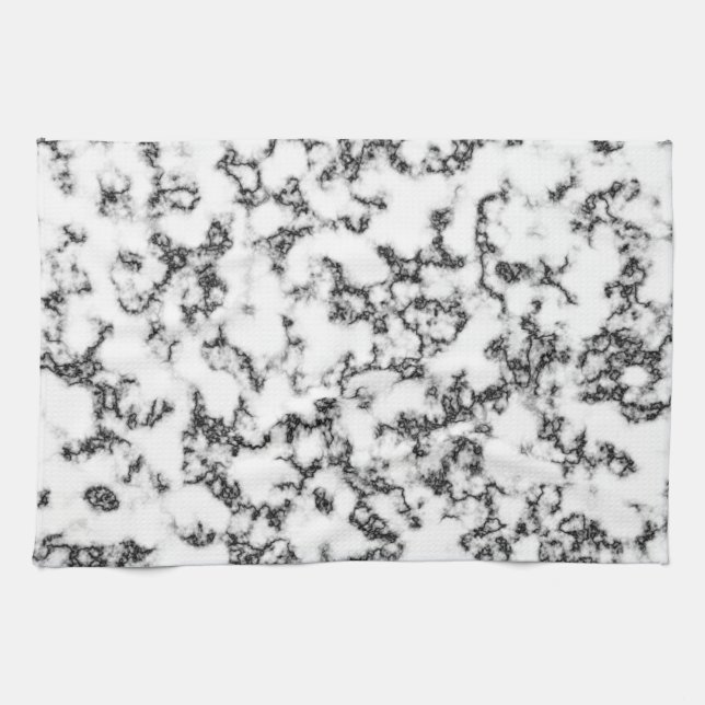 Black and White Marble pattern Tea Towel (Horizontal)