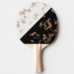 Black and White Marble Ping Pong Paddle
